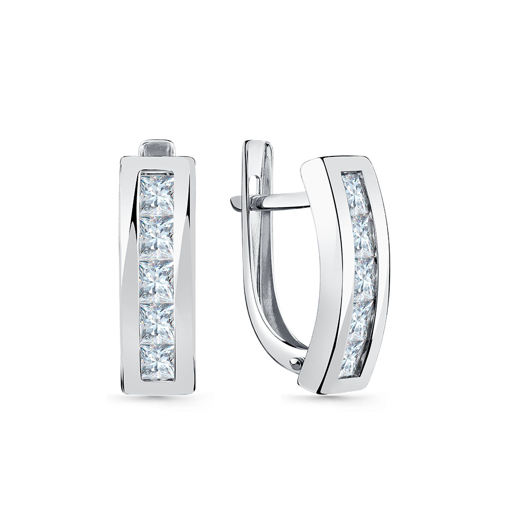 Cercei din aur alb cu pietre Cubic Zirconia Incolor