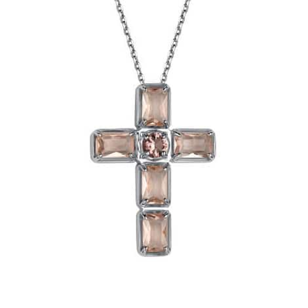 Colier din argint  cu pietre Cristal Morganit, Morganit
