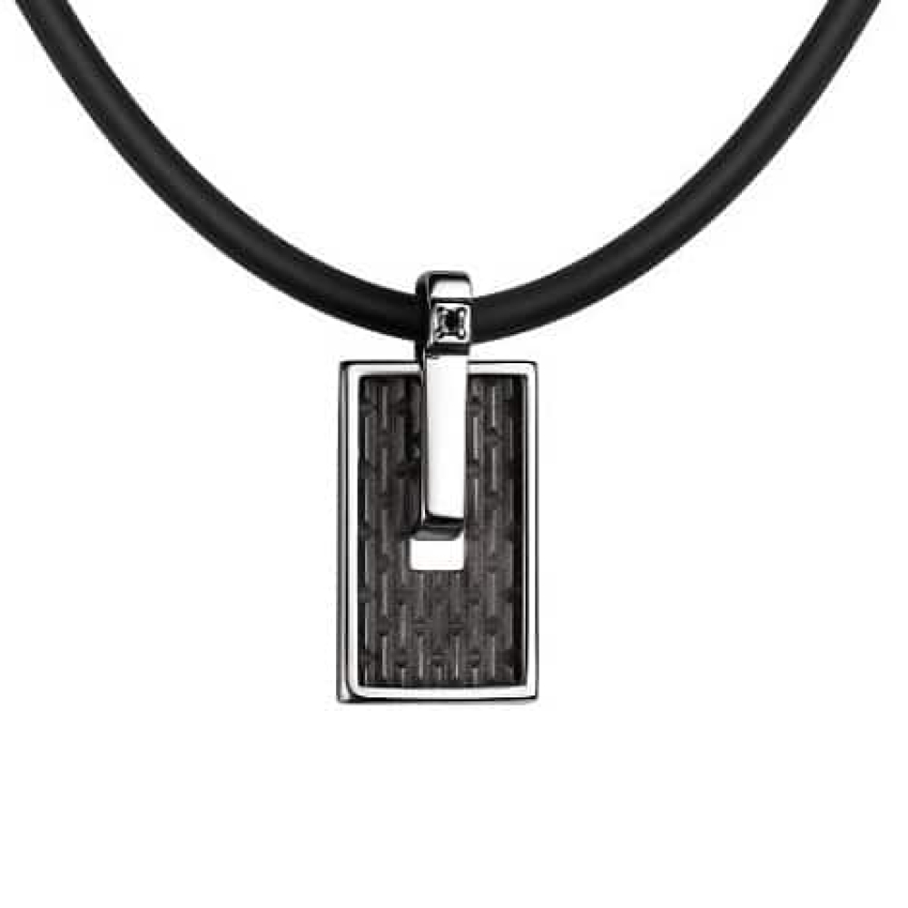 Colier din argint  cu pietre Diamant, Cauciuc