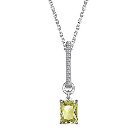 Colier din argint  cu pietre Cubic Zirconia Incolor, Cuarț lemon