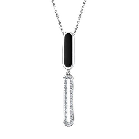 Colier din argint  cu pietre Cubic Zirconia Incolor, Emailare
