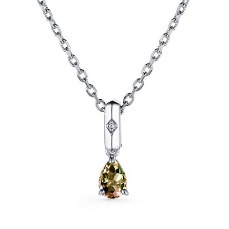 Colier din argint  cu pietre Diamant, Zultanit Sintetic Galben