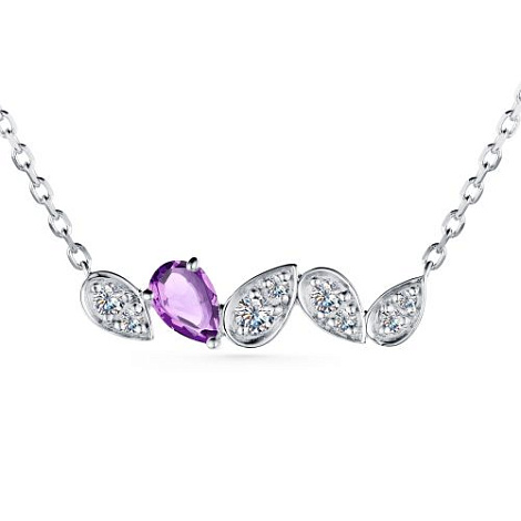 Colier din argint  cu pietre Cubic Zirconia Incolor, Ametist