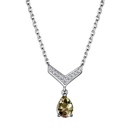 Colier din argint  cu pietre Cubic Zirconia Incolor, Zultanit Sintetic Galben