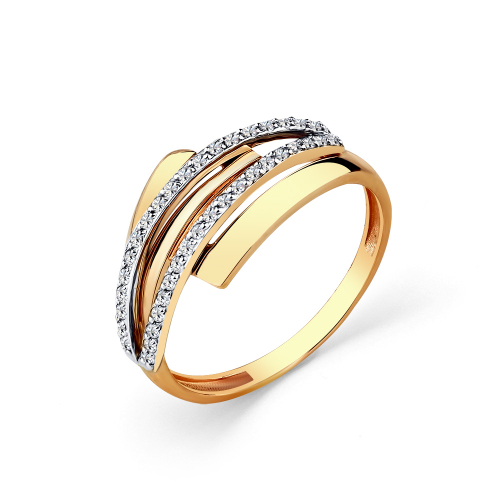 Inel din aur roșu cu pietre Cubic Zirconia Incolor
