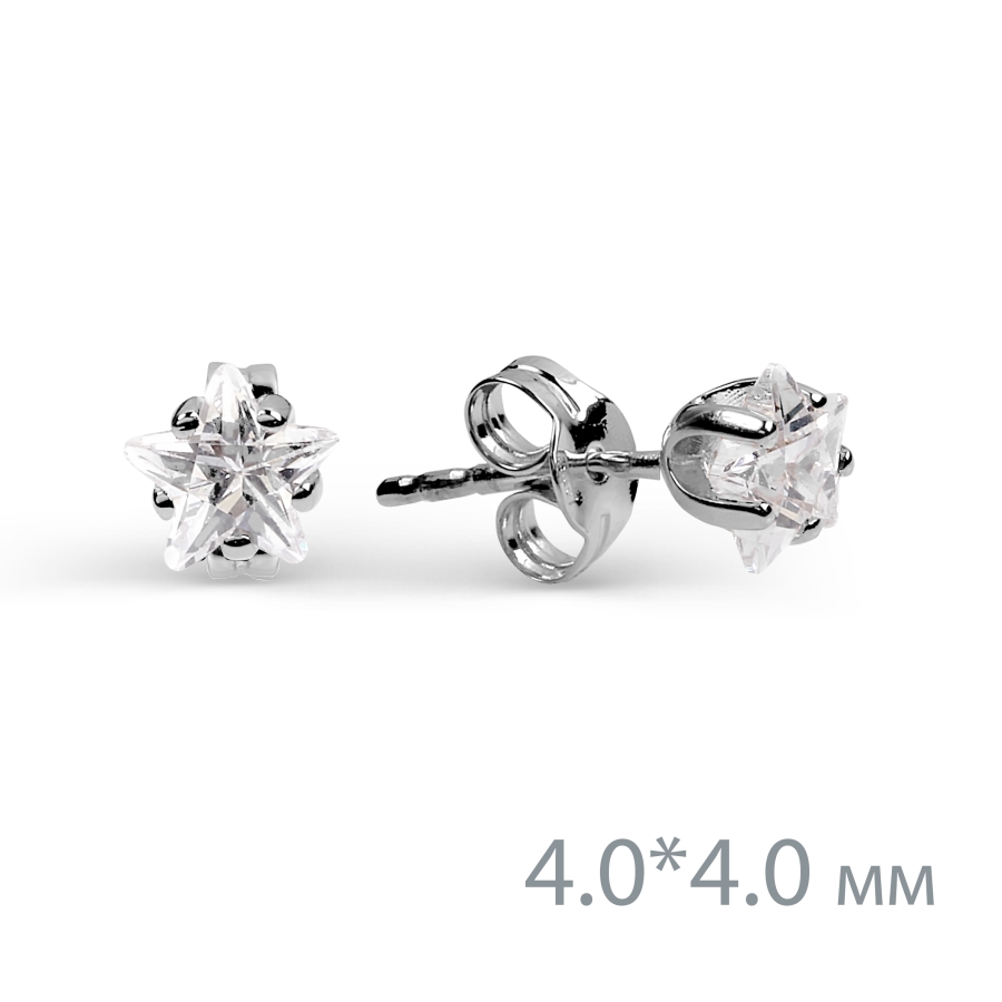 Cercei Pusete din aur alb cu pietre Cubic Zirconia Incolor