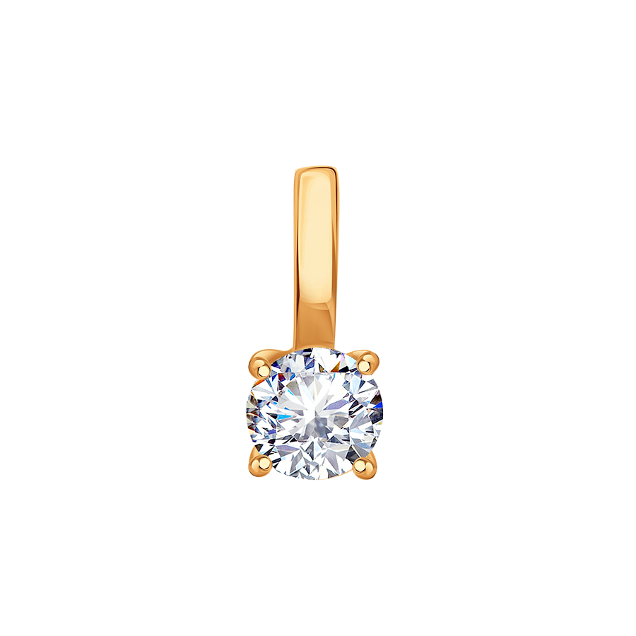 Pandantiv din aur roșu cu pietre Cubic Zirconia Incolor