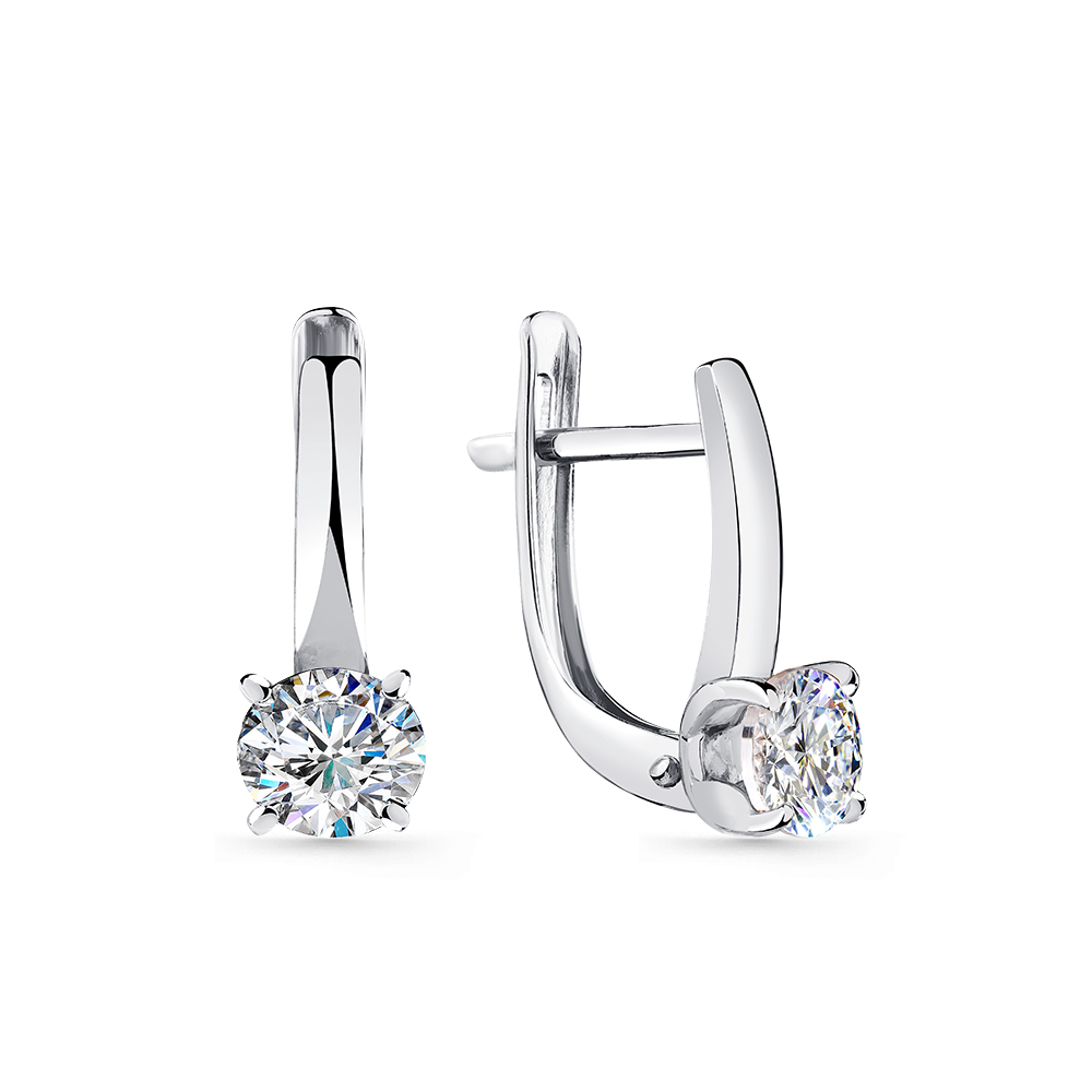 Cercei din aur alb cu pietre Cubic Zirconia Incolor