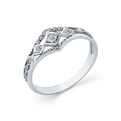 Inel din aur alb cu pietre Cubic zirconia