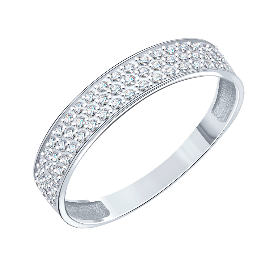 Inel din aur alb cu pietre Cubic Zirconia Incolor