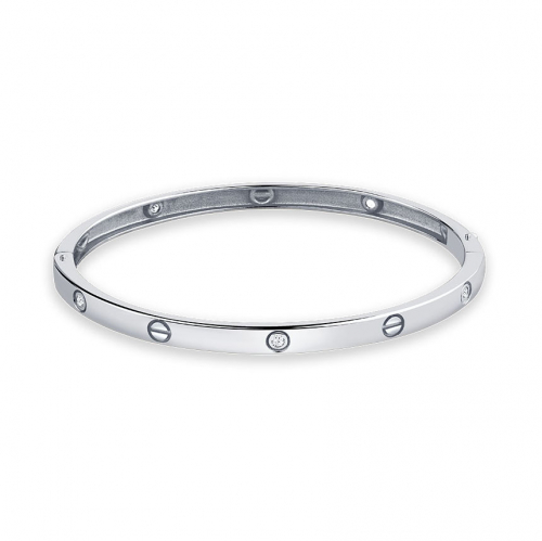 Brățară din aur alb cu pietre Cubic Zirconia Incolor