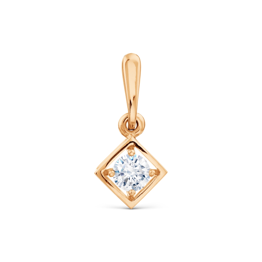Pandantiv din aur roșu cu pietre Cubic Zirconia Incolor