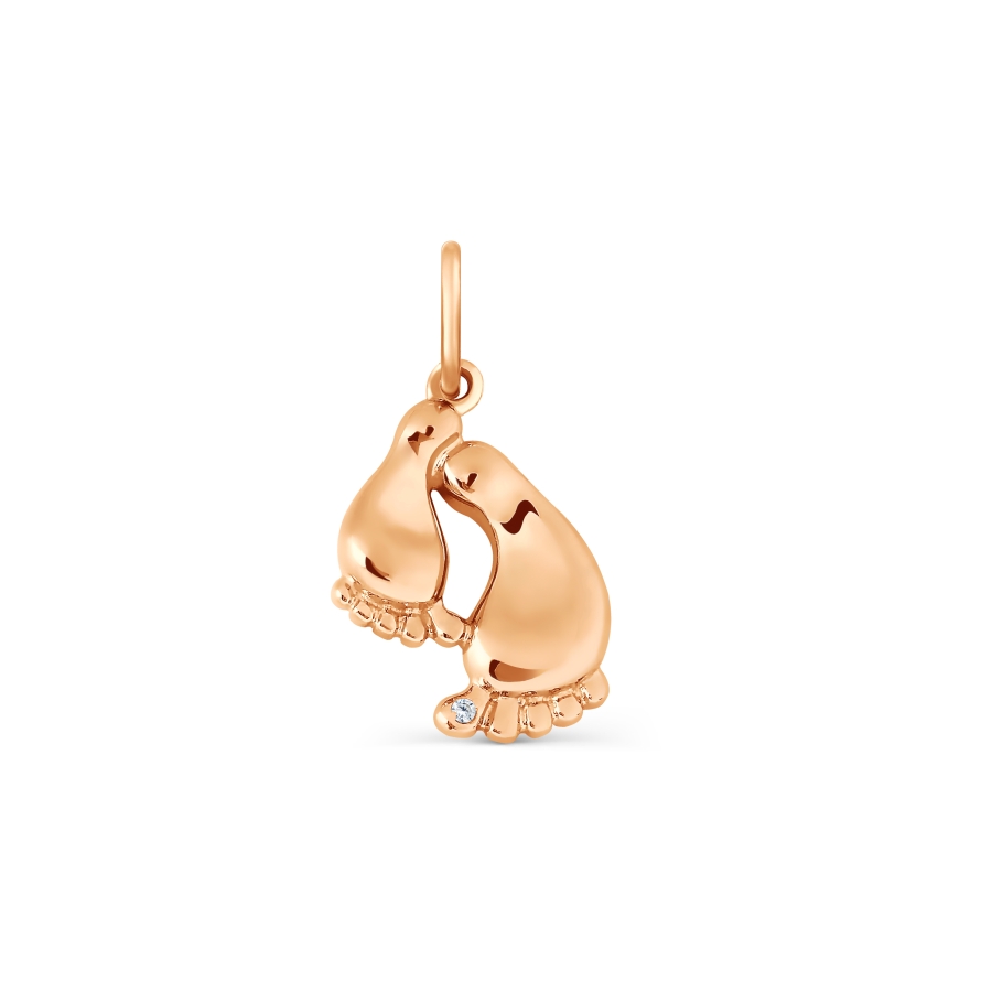 Pandantiv din aur roșu cu pietre Cubic Zirconia Incolor