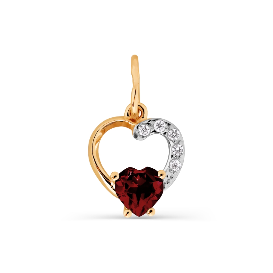Pandantiv din aur roșu cu pietre Cubic Zirconia Incolor, Granat