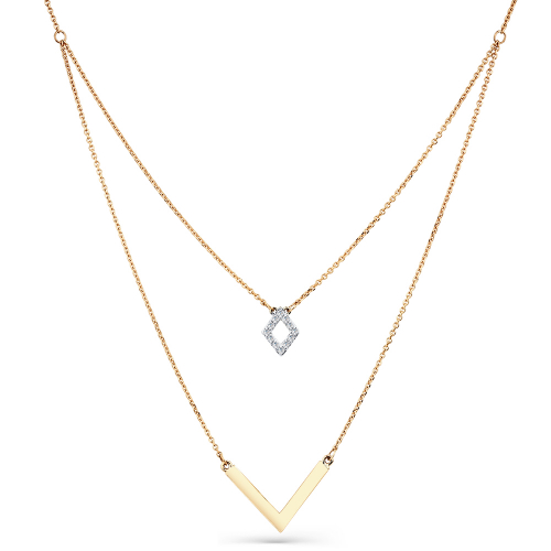 Colier din aur roșu cu pietre Cubic zirconia