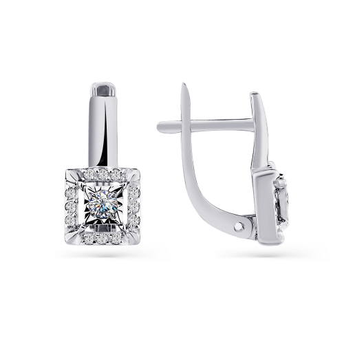 Cercei din aur alb cu pietre Cubic zirconia