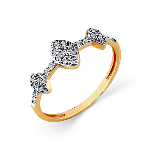 Inel din aur roșu cu pietre Cubic Zirconia Incolor