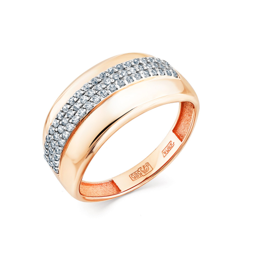 Inel din aur roșu cu pietre Cubic Zirconia Incolor
