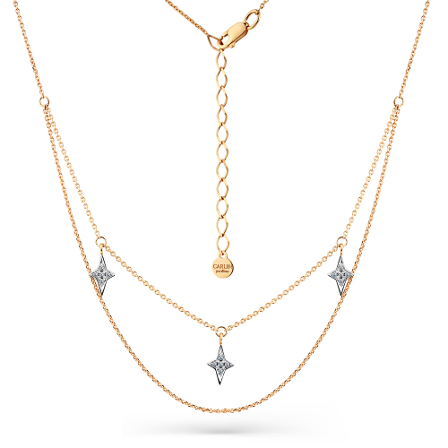 Colier din aur roșu cu pietre Cubic zirconia