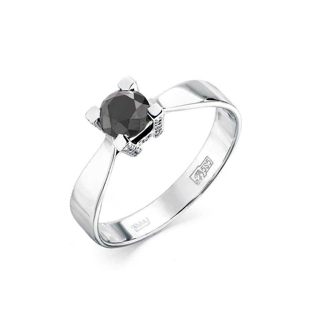 Inel din aur alb cu pietre Diamant, Diamant negru