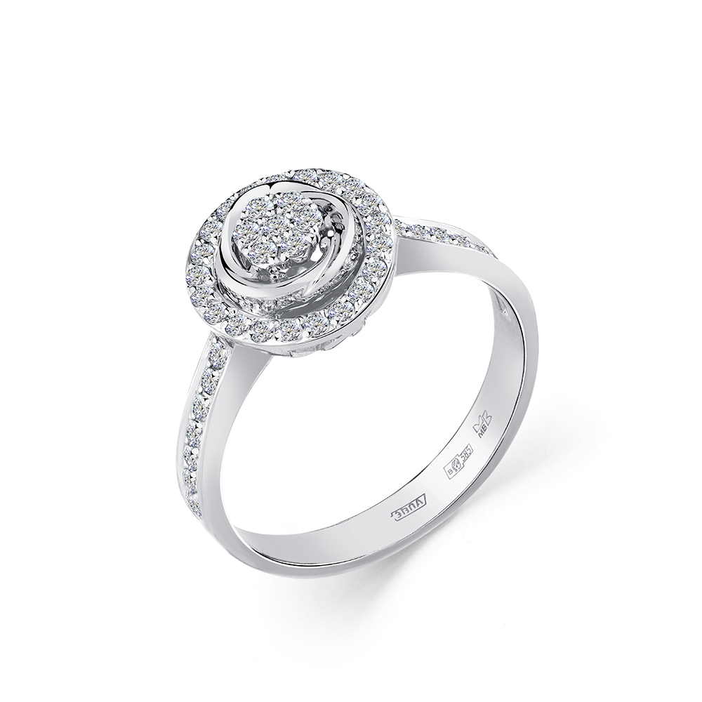 Inel din aur alb cu pietre Diamant