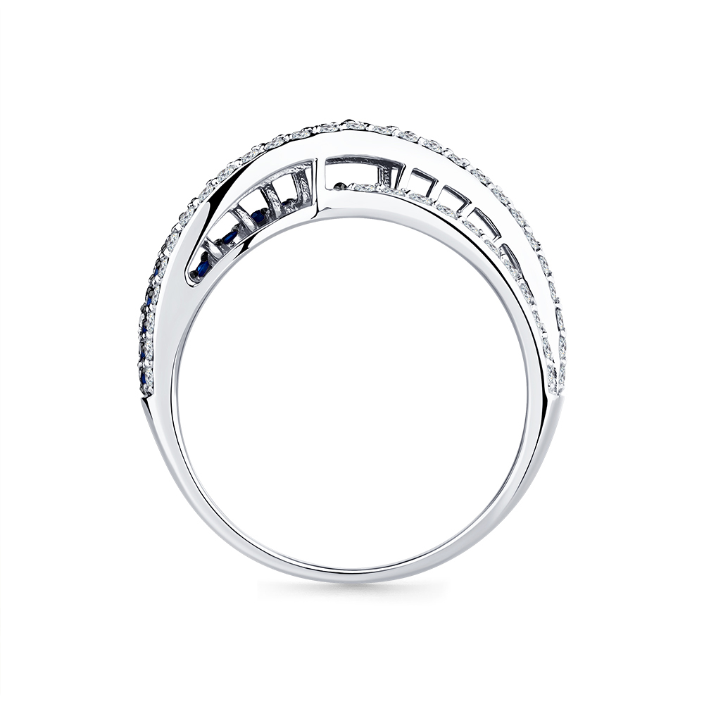 Inel din aur alb cu pietre Diamant, Safir