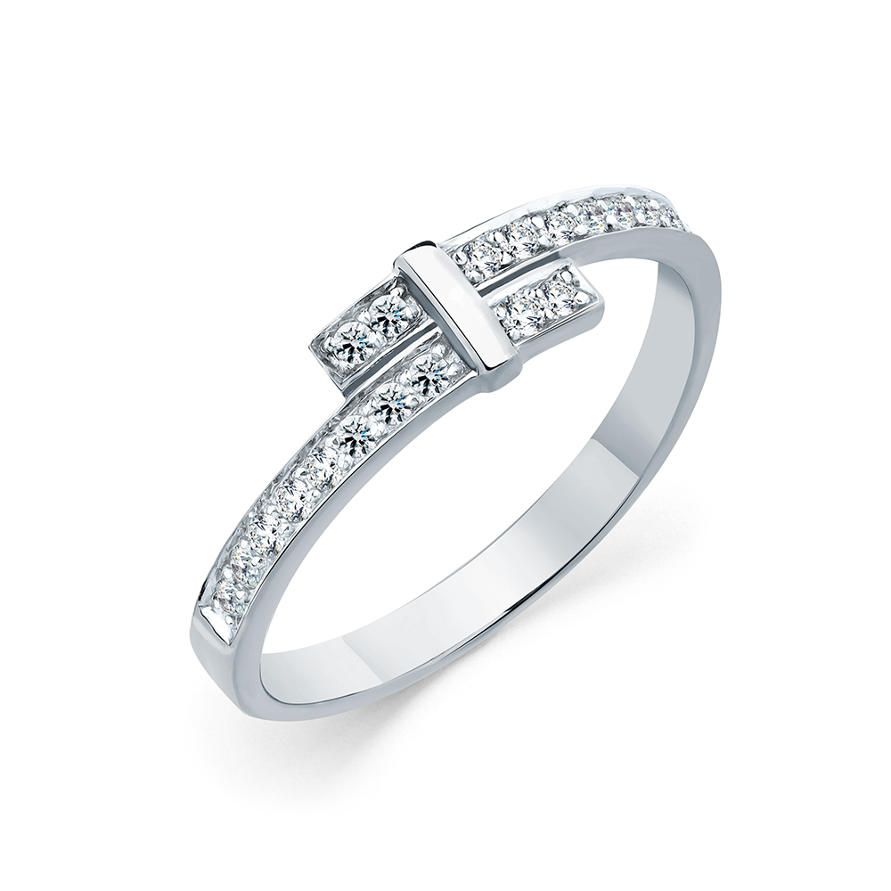Inel din aur alb cu pietre Diamant