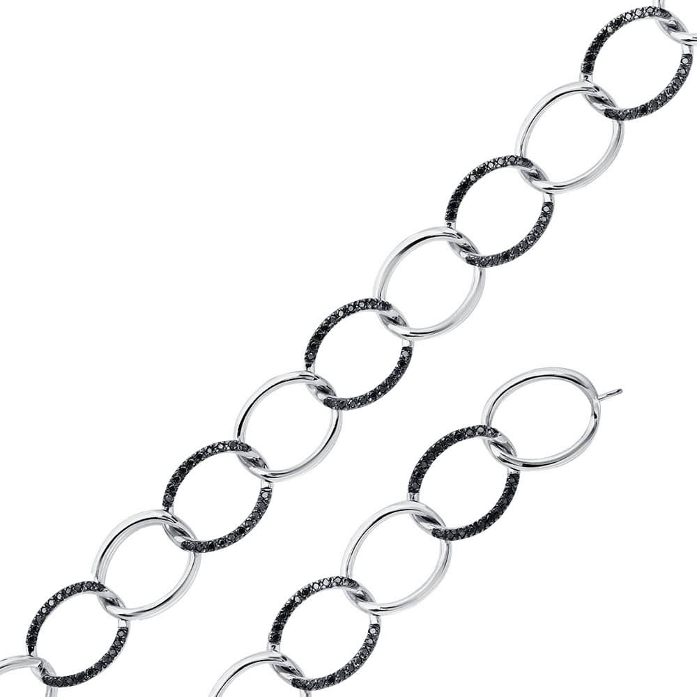 Brățară din aur alb cu pietre Diamant negru