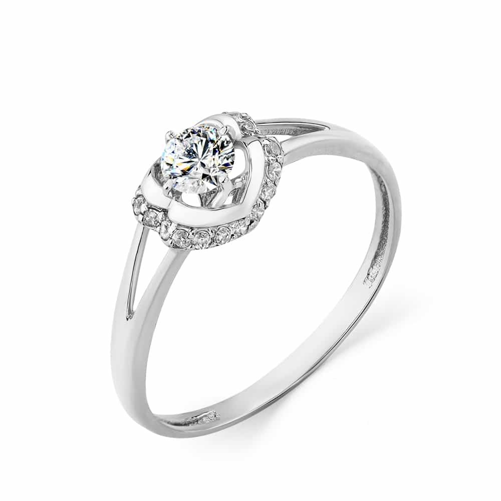Inel din aur alb cu pietre Cubic Zirconia Incolor