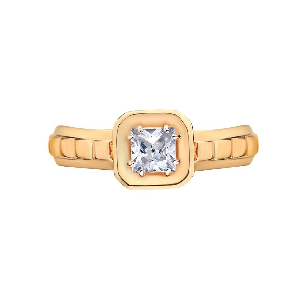 Inel din aur roz cu pietre Cubic Zirconia Incolor
