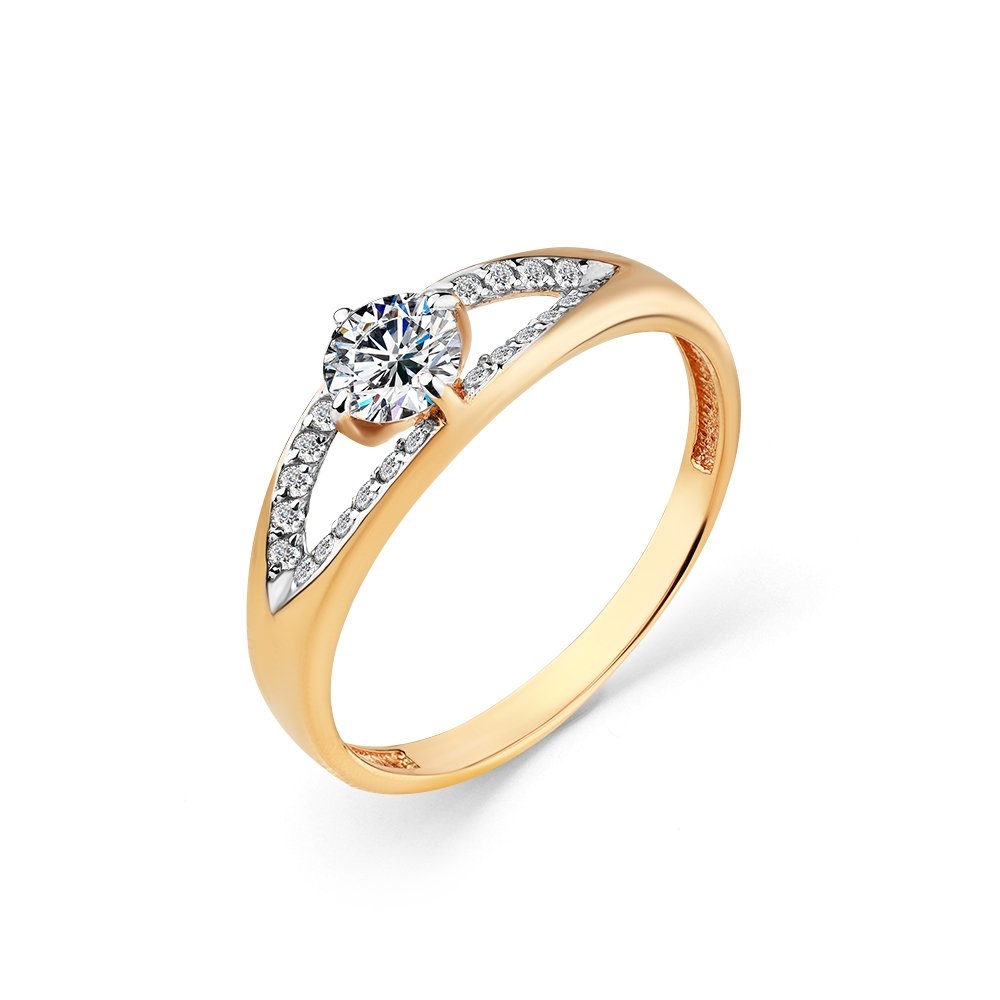 Inel din aur roz cu pietre Cubic Zirconia Incolor