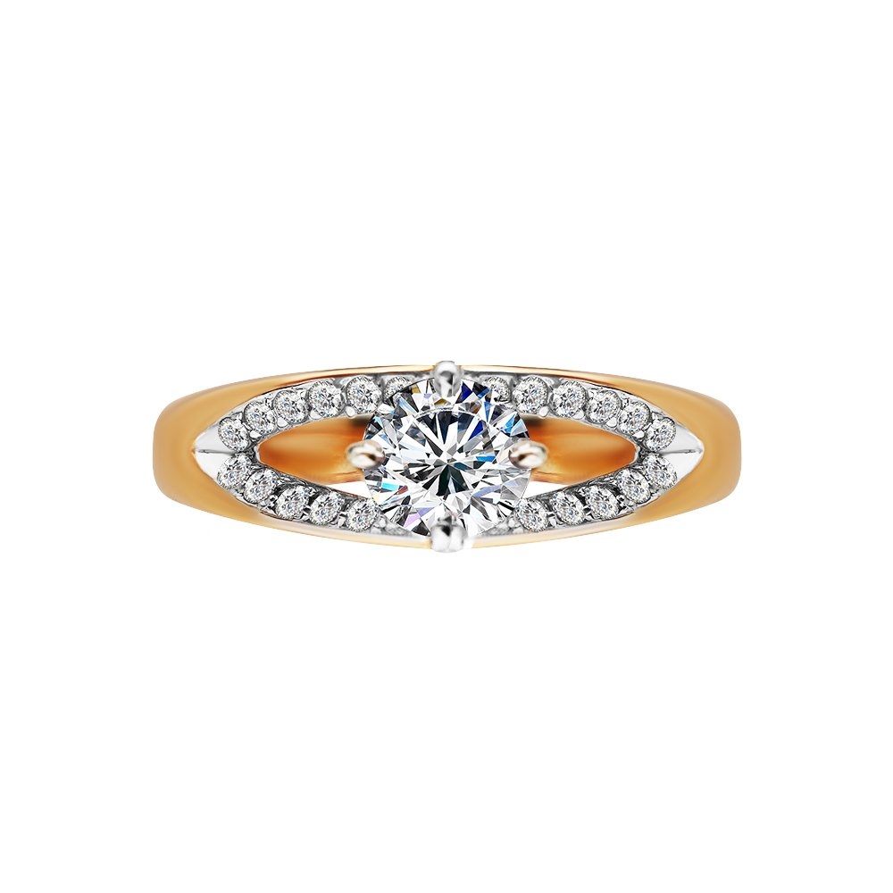 Inel din aur roz cu pietre Cubic Zirconia Incolor