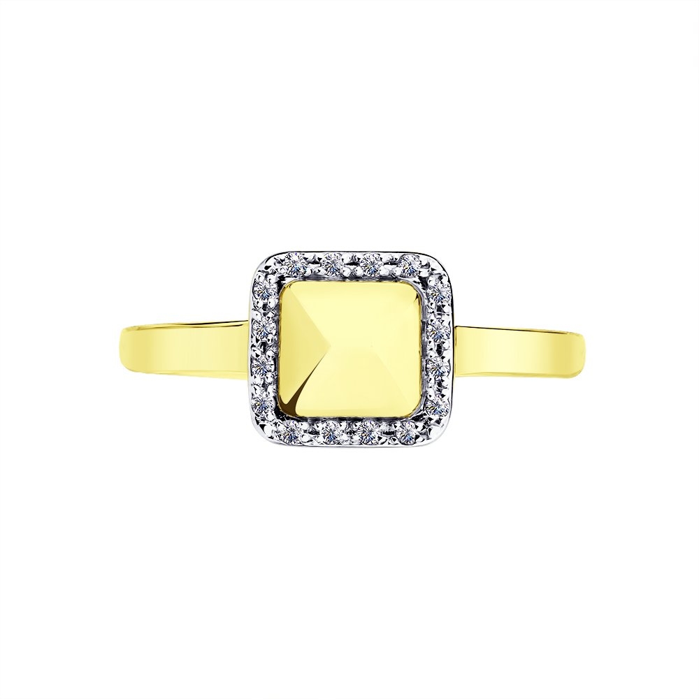 Inel din aur galben cu pietre Cubic Zirconia Incolor