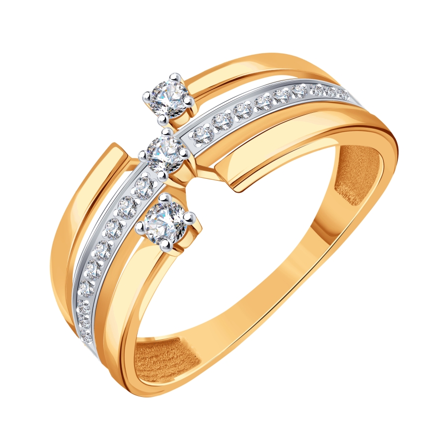 Inel din aur roșu cu pietre Cubic Zirconia Incolor