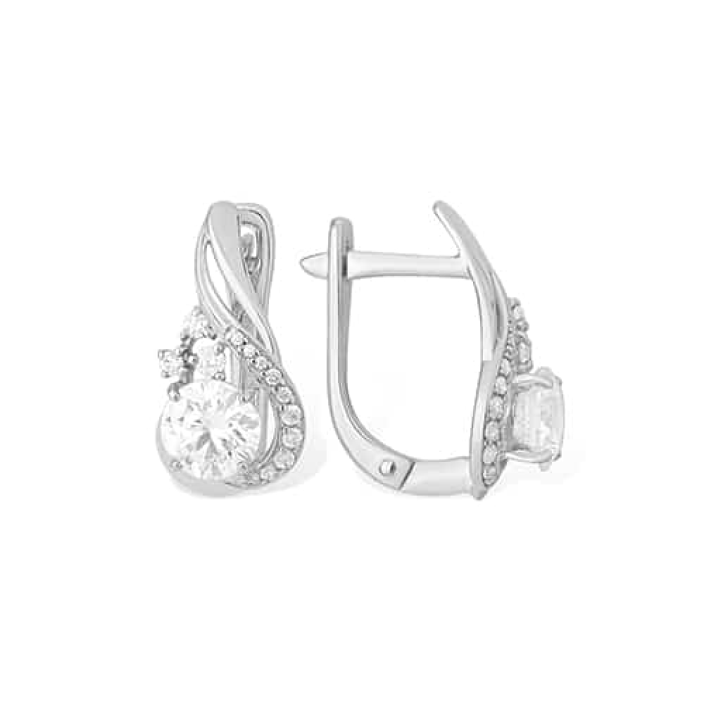 Cercei din argint  cu pietre Cubic Zirconia Incolor