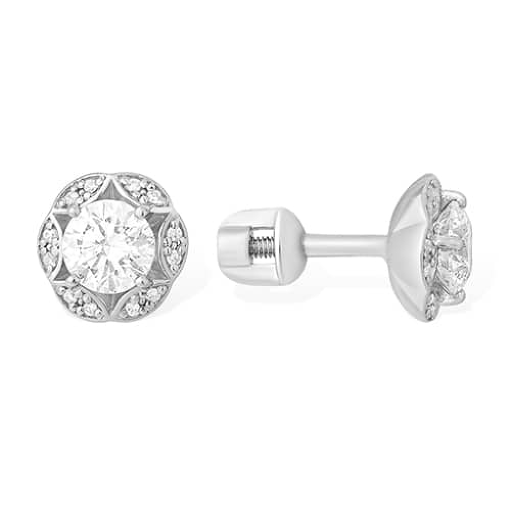 Cercei Pusete din argint  cu pietre Cubic Zirconia Incolor