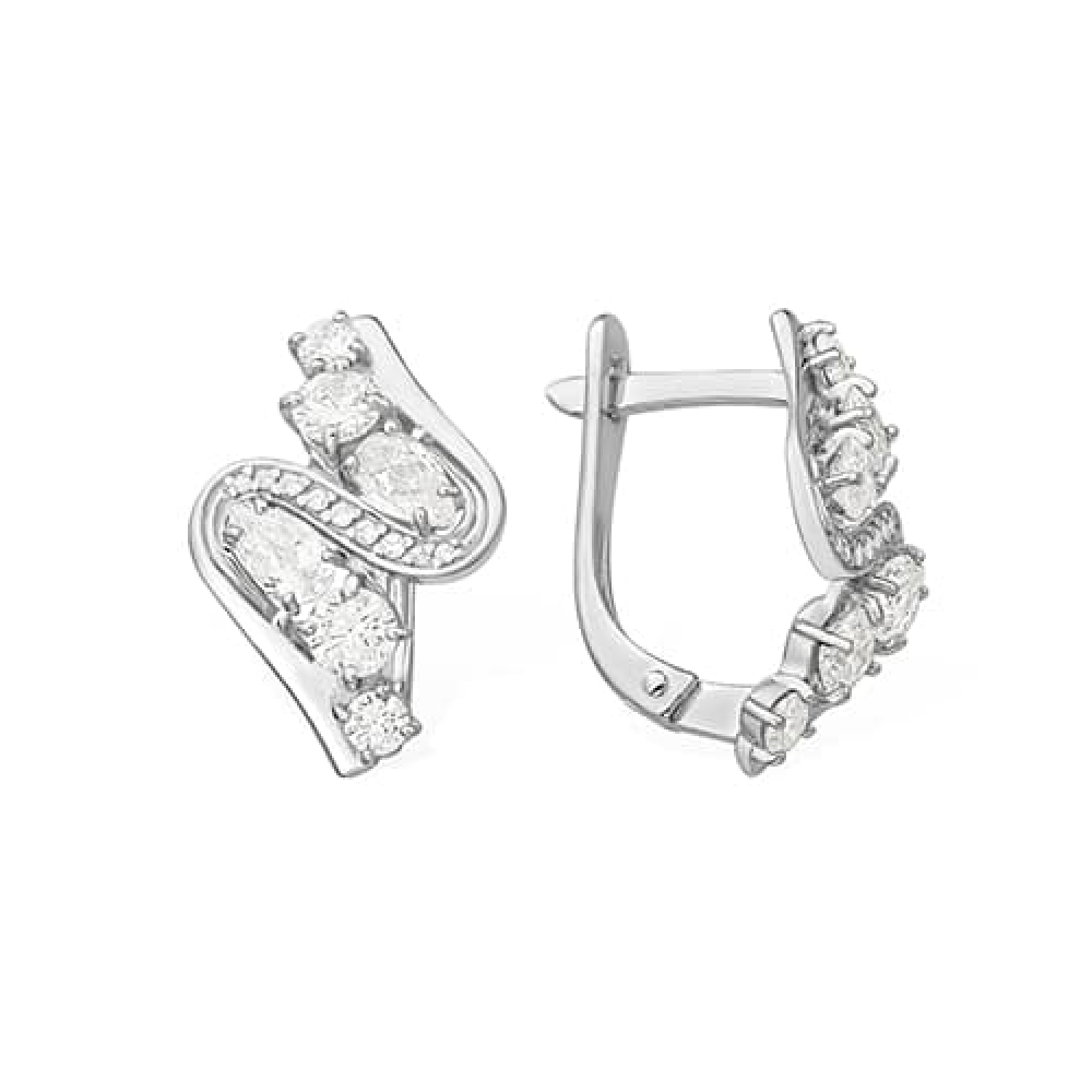 Cercei din argint  cu pietre Cubic Zirconia Incolor