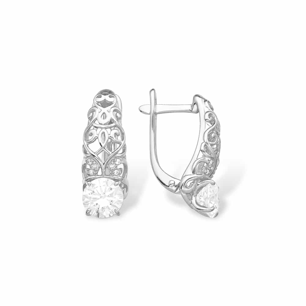 Cercei din argint  cu pietre Cubic Zirconia Incolor