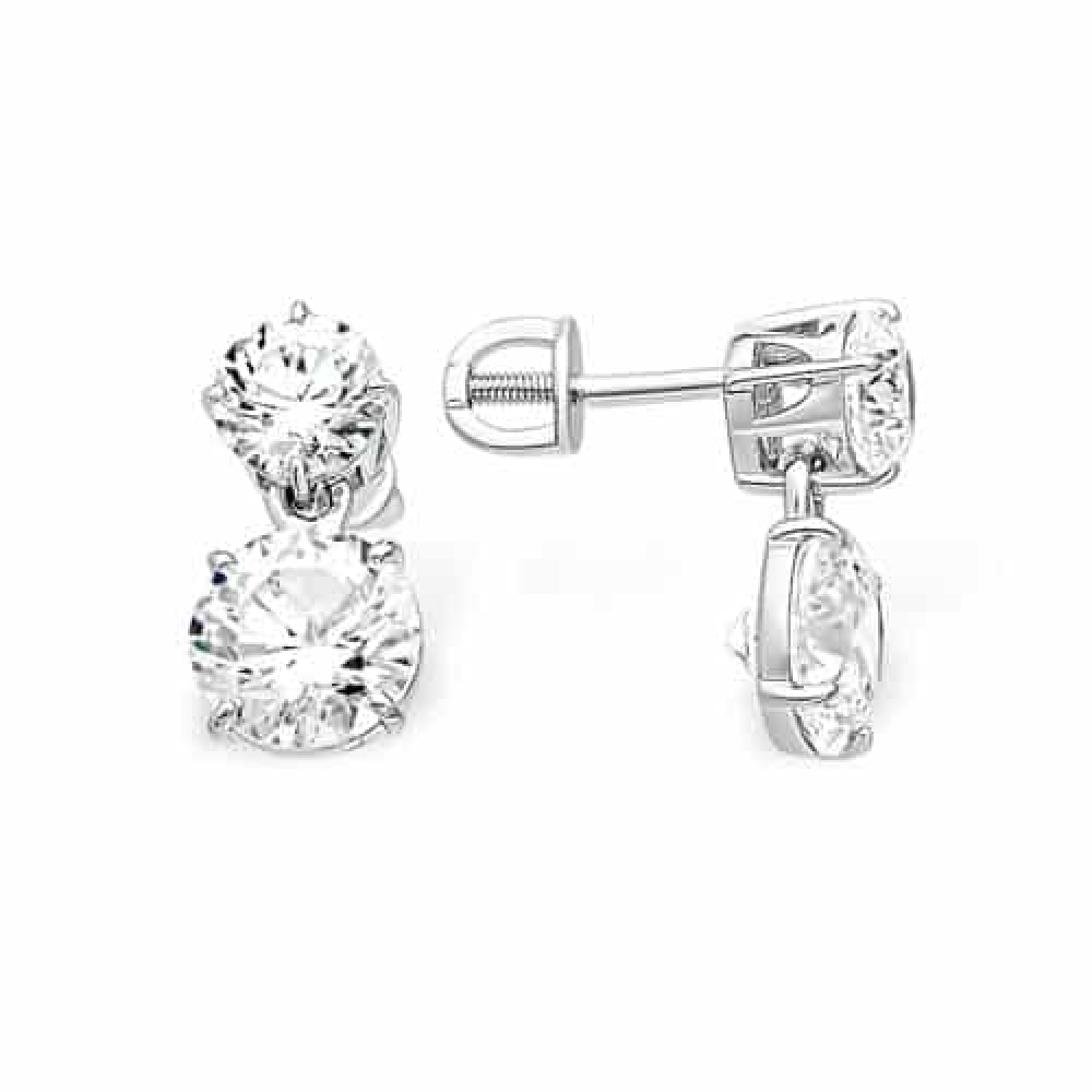 Cercei Pusete din argint  cu pietre Cubic Zirconia Incolor