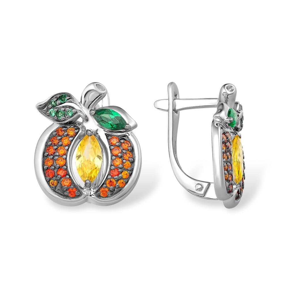 Cercei din argint  cu pietre Cubic Zirconia Incolor, Cubic Zirconia Negru
