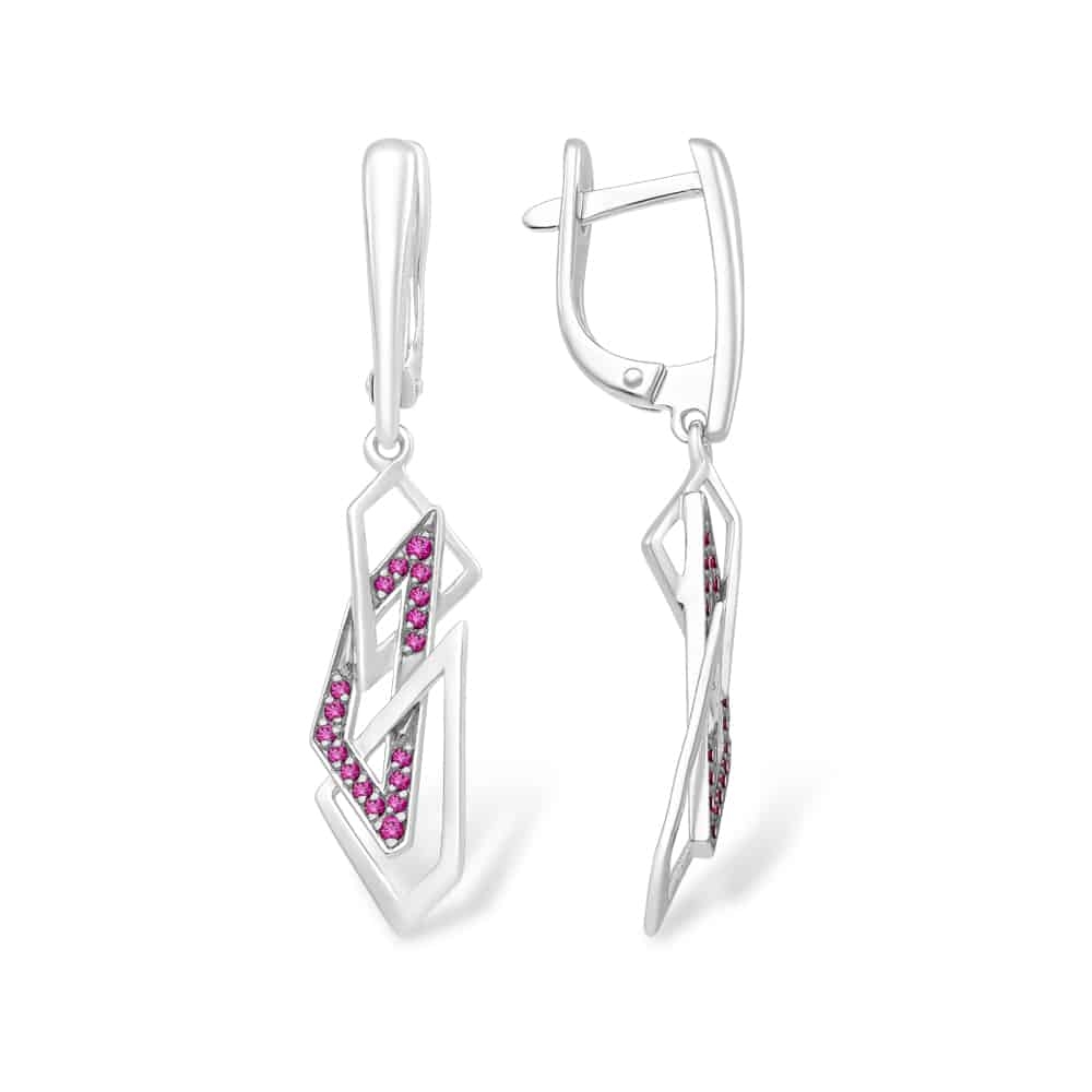 Cercei Suspendați din argint  cu pietre Cubic Zirconia Roșu