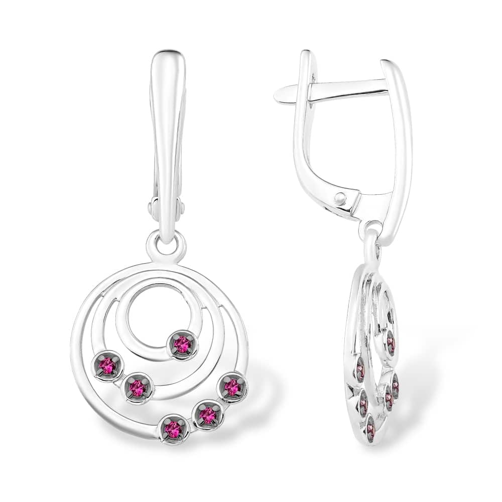 Cercei Suspendați din argint  cu pietre Cubic Zirconia Roșu