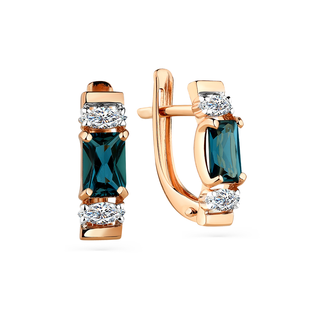 Cercei din aur roșu cu pietre Cubic zirconia, Topaz London