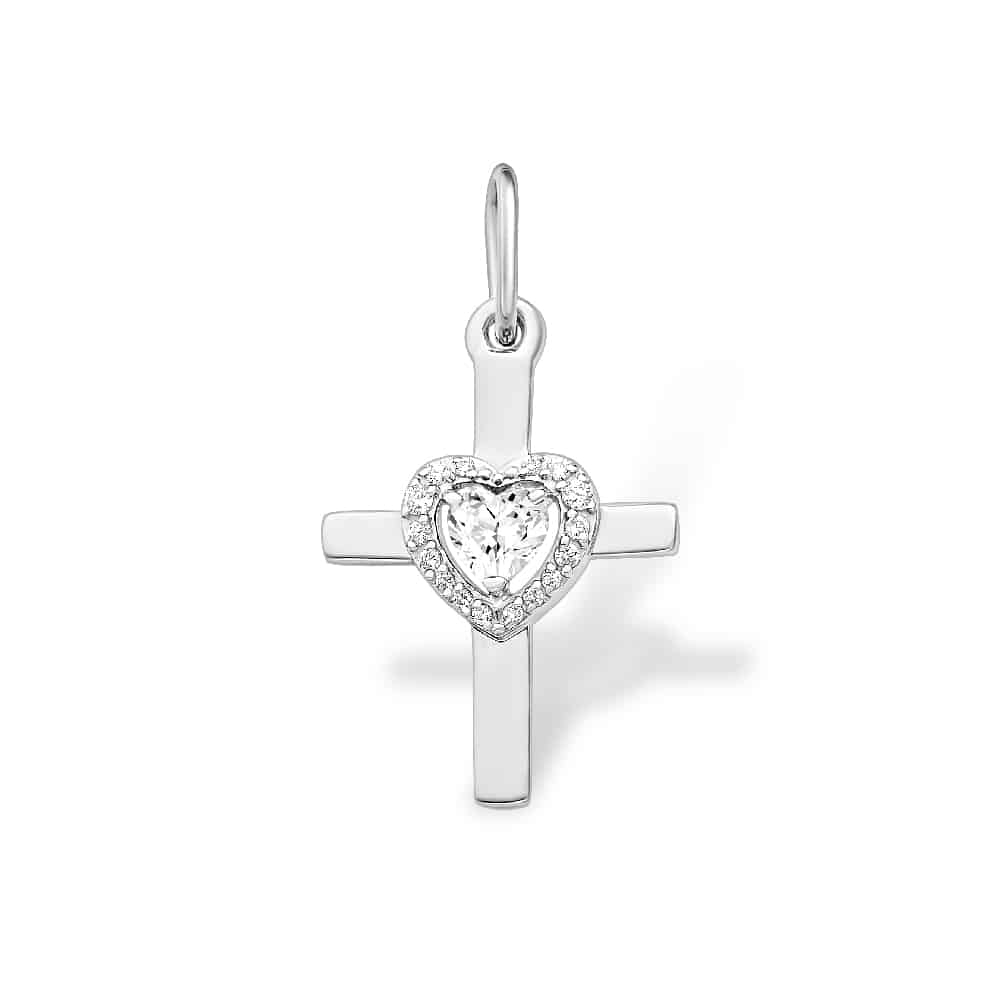 Cruce din argint  cu pietre Cubic Zirconia Incolor