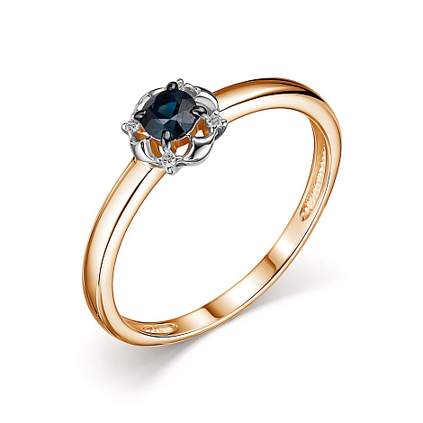 Inel din aur roșu cu pietre Diamant, Safir