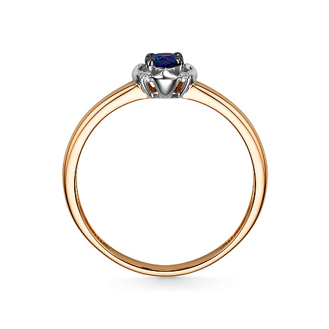 Inel din aur roșu cu pietre Diamant, Safir