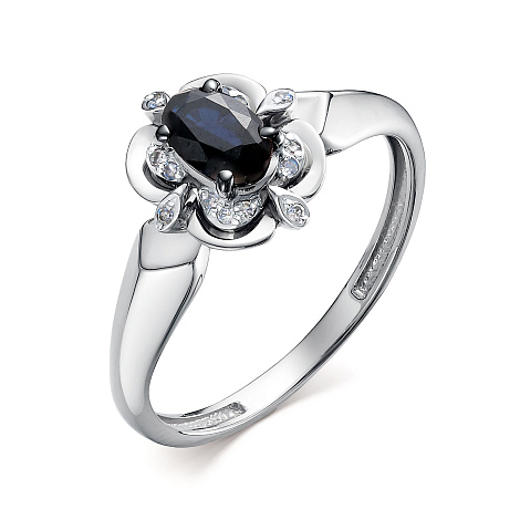 Inel din aur alb cu pietre Diamant, Safir