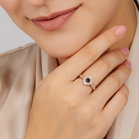 Inel din aur roșu cu pietre Diamant, Safir