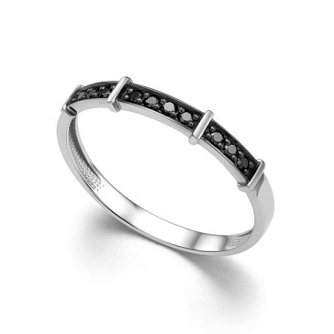 Inel din aur alb cu pietre Diamant negru