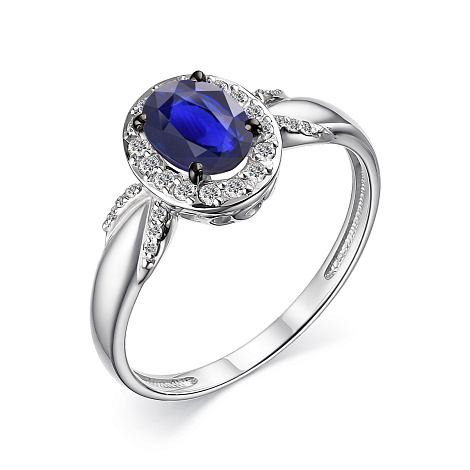 Inel din aur alb cu pietre Diamant, Safir